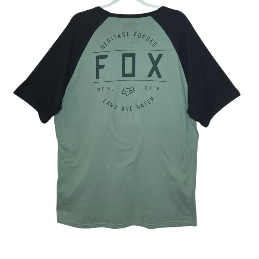 Fox Racing Heritage Forged Tee Mens XL Sage Green Cotton MotoX Raglan T-Shirt